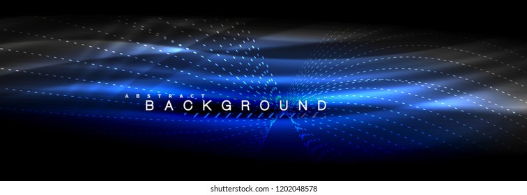 Liquid neon flowing waves, glowing light lines background. Trendy abstract layout template for business or technology presentation, internet poster or web brochure cover, wallpaper. Vector