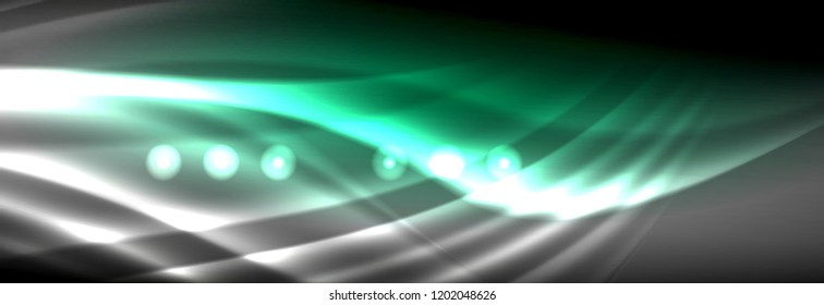 Liquid neon flowing waves, glowing light lines background. Trendy abstract layout template for business or technology presentation, internet poster or web brochure cover, wallpaper. Vector