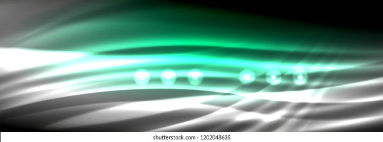 Liquid neon flowing waves, glowing light lines background. Trendy abstract layout template for business or technology presentation, internet poster or web brochure cover, wallpaper. Vector
