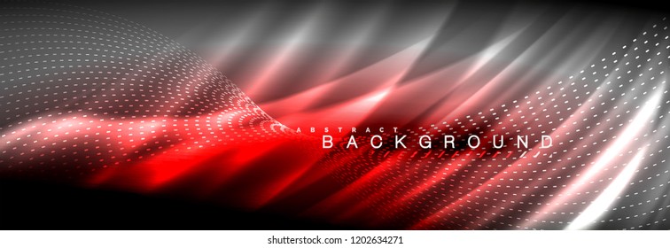 Liquid neon flowing waves, glowing light lines background. Trendy abstract layout template for business or technology presentation, internet poster or web brochure cover, wallpaper. Vector