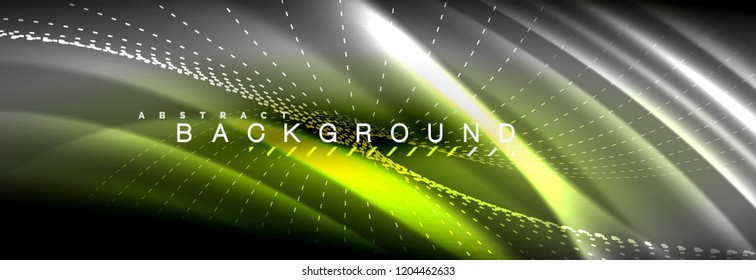 Liquid neon flowing waves, glowing light lines background. Trendy abstract layout template for business or technology presentation, internet poster or web brochure cover, wallpaper. Vector
