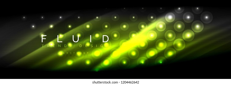 Liquid neon flowing waves, glowing light lines background. Trendy abstract layout template for business or technology presentation, internet poster or web brochure cover, wallpaper. Vector