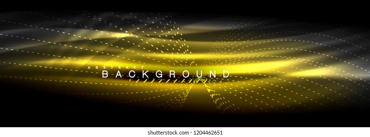 Liquid neon flowing waves, glowing light lines background. Trendy abstract layout template for business or technology presentation, internet poster or web brochure cover, wallpaper. Vector