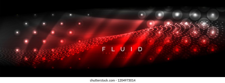 Liquid neon flowing waves, glowing light lines background. Trendy abstract layout template for business or technology presentation, internet poster or web brochure cover, wallpaper. Vector