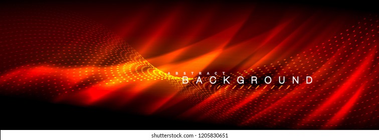 Liquid neon flowing waves, glowing light lines background. Trendy abstract layout template for business or technology presentation, internet poster or web brochure cover, wallpaper. Vector