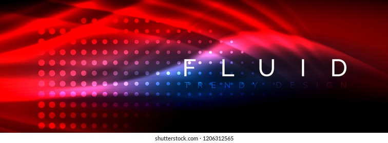 Flüssige neonfließende Wellen, leuchtende helle Linien Hintergrund. Trendy abstrakte Layout-Vorlage für Geschäfts- oder Technologiepräsentationen, Internet-Poster oder Web-Broschüren-Cover, Bildschirmhintergrund. Vektorgrafik
