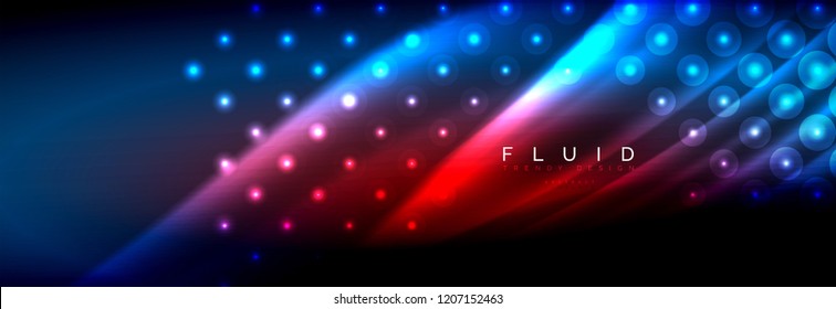 Flüssige neonfließende Wellen, leuchtende helle Linien Hintergrund. Trendy abstrakte Layout-Vorlage für Geschäfts- oder Technologiepräsentationen, Internet-Poster oder Web-Broschüren-Cover, Bildschirmhintergrund. Vektorgrafik