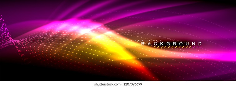 Liquid neon flowing waves, glowing light lines background. Trendy abstract layout template for business or technology presentation, internet poster or web brochure cover, wallpaper. Vector