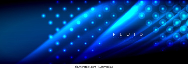 Flüssige neonfließende Wellen, leuchtende helle Linien Hintergrund. Trendy abstrakte Layout-Vorlage für Geschäfts- oder Technologiepräsentationen, Internet-Poster oder Web-Broschüren-Cover, Bildschirmhintergrund. Vektorgrafik