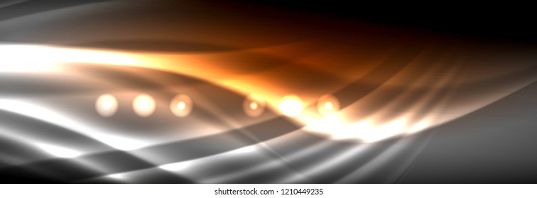 Liquid neon flowing waves, glowing light lines background. Trendy abstract layout template for business or technology presentation, internet poster or web brochure cover, wallpaper. Vector