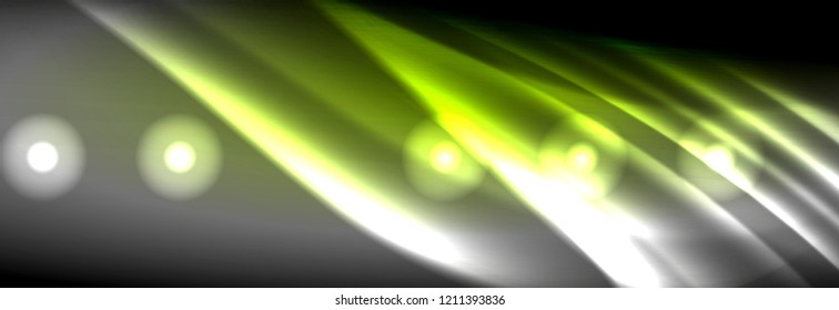 Liquid neon flowing waves, glowing light lines background. Trendy abstract layout template for business or technology presentation, internet poster or web brochure cover, wallpaper. Vector
