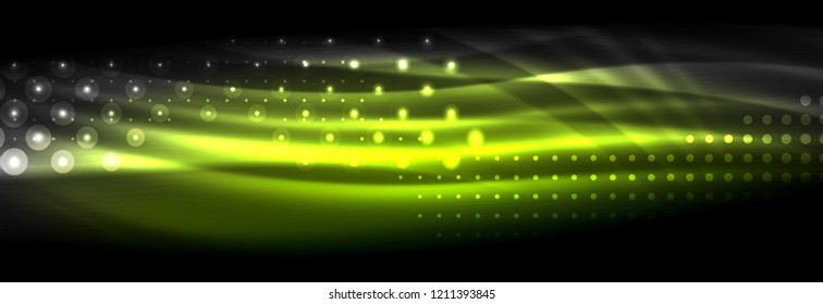 Liquid neon flowing waves, glowing light lines background. Trendy abstract layout template for business or technology presentation, internet poster or web brochure cover, wallpaper. Vector