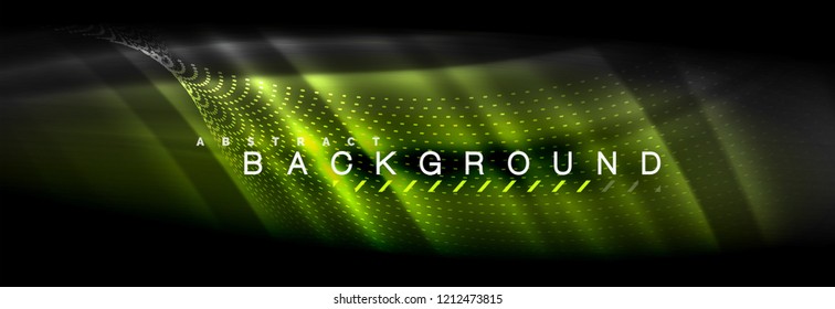 Ondas fluidas de néon líquido, fundo de linhas de luz brilhante. Modelo de layout abstrato moderno para apresentação de negócios ou tecnologia, cartaz de internet ou capa de brochura da web, papel de parede. Vetor