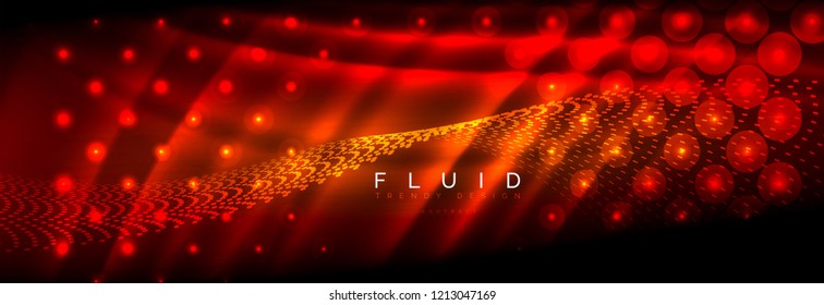 Liquid neon flowing waves, glowing light lines background. Trendy abstract layout template for business or technology presentation, internet poster or web brochure cover, wallpaper. Vector