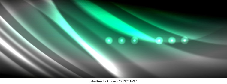 Liquid neon flowing waves, glowing light lines background. Trendy abstract layout template for business or technology presentation, internet poster or web brochure cover, wallpaper. Vector