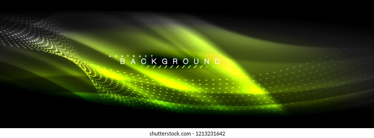 Liquid neon flowing waves, glowing light lines background. Trendy abstract layout template for business or technology presentation, internet poster or web brochure cover, wallpaper. Vector