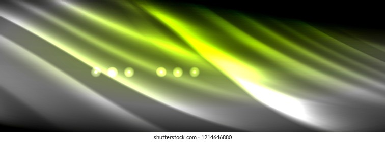 Flüssige neonfließende Wellen, leuchtende helle Linien Hintergrund. Trendy abstrakte Layout-Vorlage für Geschäfts- oder Technologiepräsentationen, Internet-Poster oder Web-Broschüren-Cover, Bildschirmhintergrund. Vektorgrafik