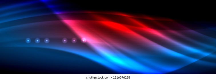 Liquid neon flowing waves, glowing light lines background. Trendy abstract layout template for business or technology presentation, internet poster or web brochure cover, wallpaper. Vector