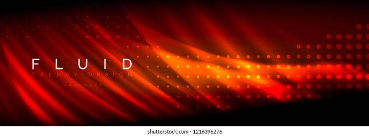 Liquid neon flowing waves, glowing light lines background. Trendy abstract layout template for business or technology presentation, internet poster or web brochure cover, wallpaper. Vector