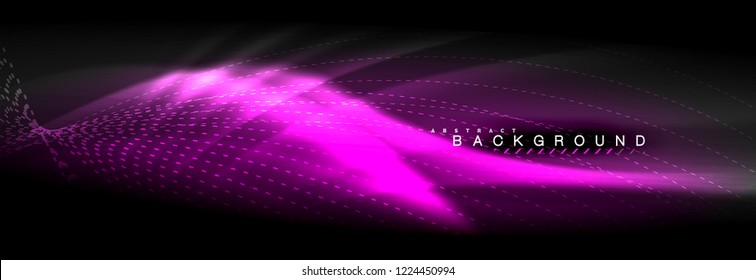 Liquid neon flowing waves, glowing light lines background. Trendy abstract layout template for business or technology presentation, internet poster or web brochure cover, wallpaper. Vector
