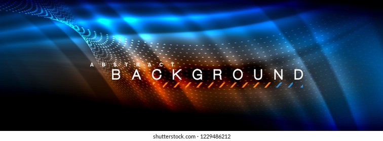 Flüssige neonfließende Wellen, leuchtende helle Linien Hintergrund. Trendy abstrakte Layout-Vorlage für Geschäfts- oder Technologiepräsentationen, Internet-Poster oder Web-Broschüren-Cover, Bildschirmhintergrund. Vektorgrafik