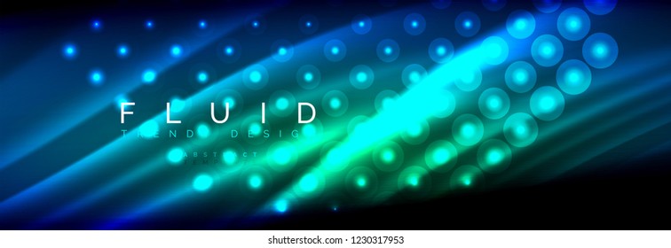 Flüssige neonfließende Wellen, leuchtende helle Linien Hintergrund. Trendy abstrakte Layout-Vorlage für Geschäfts- oder Technologiepräsentationen, Internet-Poster oder Web-Broschüren-Cover, Bildschirmhintergrund. Vektorgrafik