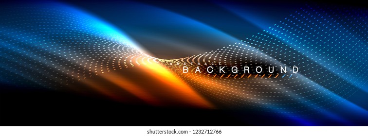 Liquid neon flowing waves, glowing light lines background. Trendy abstract layout template for business or technology presentation, internet poster or web brochure cover, wallpaper. Vector