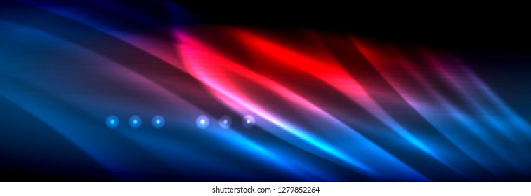 Flüssige neonfließende Wellen, leuchtende helle Linien Hintergrund. Trendy abstrakte Layout-Vorlage für Geschäfts- oder Technologiepräsentationen, Internet-Poster oder Web-Broschüren-Cover, Bildschirmhintergrund. Vektorgrafik