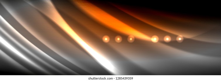 Liquid neon flowing waves, glowing light lines background. Trendy abstract layout template for business or technology presentation, internet poster or web brochure cover, wallpaper. Vector