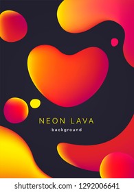 Liquid Neon Lava Lamp Vector Geometric Background For Banner, Card Or UI Design On Valentines Day.  Gradient Mesh Bubble In The Shape Of A Red Heart. Fluid Colorful Abstract Shapes In Mask EPS 10 