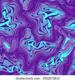 Liquid neon paint blend pattern in turquoise blue and violet colors. Vector seamless pattern design for textile, fashion, paper, packaging and branding