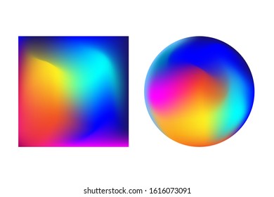 Liquid neon square and round shape. Futuristic Modern vector design element 