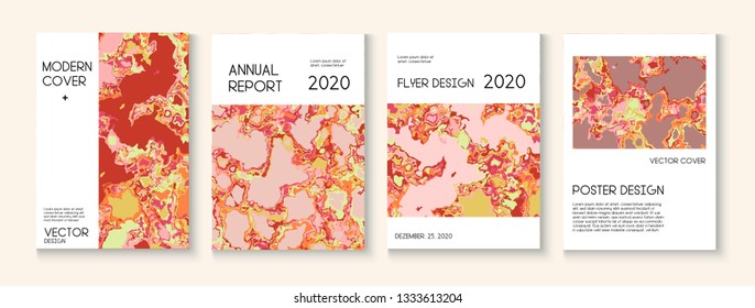Liquid Oil Paint Minimal Vector Cover Layout. Modern Earth Day Ecology Poster. Brown Red Earth Soil Volcano Design. Ad Annual Report, Corporate Identity Template. Cool Liquid Paint Minimal Cover