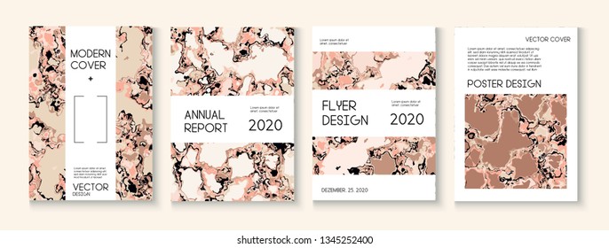Liquid Oil Paint Minimal Vector Cover Layout. Ad Annual Report, Scientific Journal Template. Funky Earth Day Ecology Poster. Brown Red Earth Soil Volcano Design. Cool Liquid Paint Minimal Cover