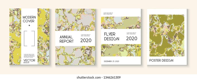Liquid Oil Paint Minimal Vector Cover Layout. Green Tropical Forest Ecology Report. Corporate Identity, Scientific Journal Template. Hipster Earth Day Ecology Poster. Cool Liquid Paint Minimal Cover