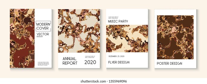 Liquid Oil Paint Minimal Vector Cover Layout. Corporate Identity, Grunge Book Page Template. Funky Earth Day Ecology Poster. Brown Red Earth Soil Volcano Design. Cool Liquid Paint Minimal Cover