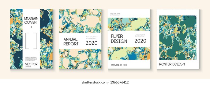 Liquid Oil Paint Minimal Vector Cover Layout. Scientific Journal, Corporate Identity Template. Green Tropical Forest Ecology Report. Simple Earth Day Ecology Poster. Cool Liquid Paint Minimal Cover