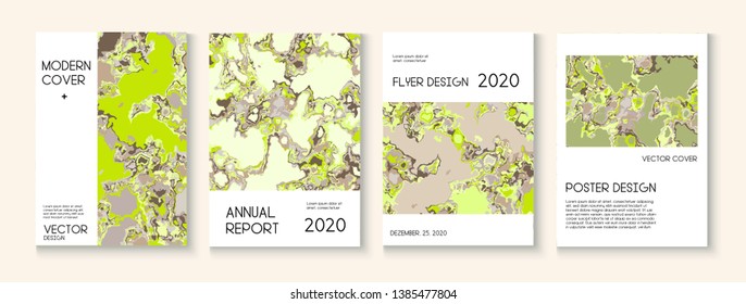 Liquid Oil Paint Minimal Vector Cover Layout. Modern Earth Day Ecology Poster. Grunge Book Page, Futuristic Folder Template. Green Tropical Forest Ecology Report. Cool Liquid Paint Minimal Cover