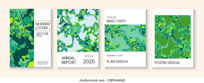 Liquid Oil Paint Minimal Vector Cover Layout. Green Tropical Forest Ecology Report. Music Poster, Corporate Identity Template. Medical Earth Day Ecology Poster. Cool Liquid Paint Minimal Cover