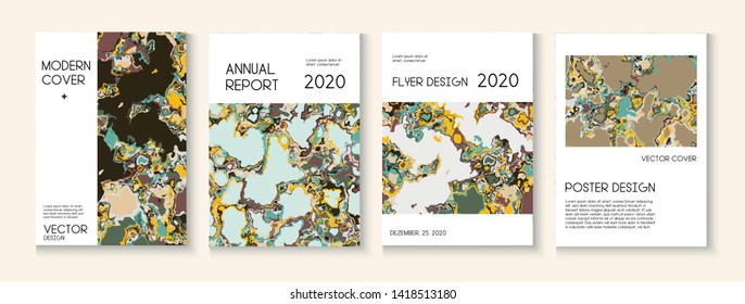 Liquid Oil Paint Minimal Vector Cover Layout. Hipster Earth Day Ecology Poster. Scientific Journal, Futuristic Folder Template. Brown Red Earth Soil Volcano Design. Cool Liquid Paint Minimal Cover
