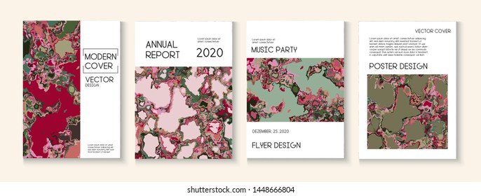 Liquid Oil Paint Minimal Vector Cover Layout. Medical Earth Day Ecology Poster. Brown Red Earth Soil Volcano Design. Corporate Identity, Music Poster Template. Cool Liquid Paint Minimal Cover