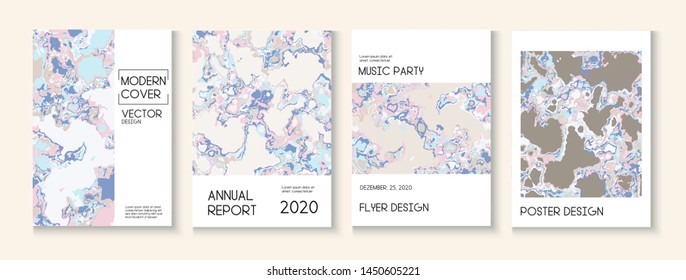 Liquid Oil Paint Minimal Vector Cover Layout. Ad Annual Report, Grunge Book Page Template. Hipster Earth Day Ecology Poster. Water Ecology Blue Winter Report. Cool Liquid Paint Minimal Cover