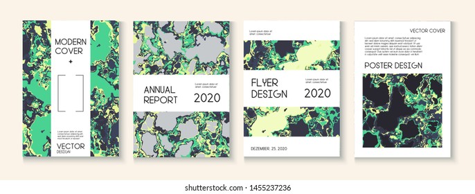 Liquid Oil Paint Minimal Vector Cover Layout. Vintage Earth Day Ecology Poster. Green Tropical Forest Ecology Report. Grunge Book Page, Corporate Identity Template. Cool Liquid Paint Minimal Cover