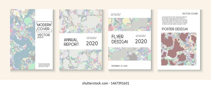 Liquid Oil Paint Minimal Vector Cover Layout. Funky Earth Day Ecology Poster. Trendy Magazine, Scientific Journal Template. Water Ecology Blue Winter Report. Cool Liquid Paint Minimal Cover