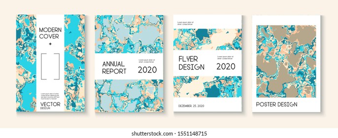 Liquid Oil Paint Minimal Vector Cover Layout. Corporate Identity, Futuristic Folder Template. Water Ecology Blue Winter Report. Retro Earth Day Ecology Poster. Cool Liquid Paint Minimal Cover