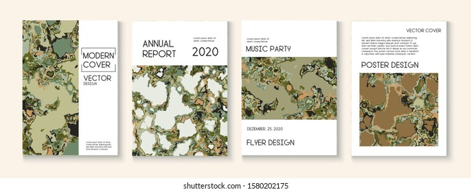 Liquid Oil Paint Minimal Vector Cover Layout. Brown Red Earth Soil Volcano Design. Music Poster, Trendy Magazine Template. Retro Earth Day Ecology Poster. Cool Liquid Paint Minimal Cover