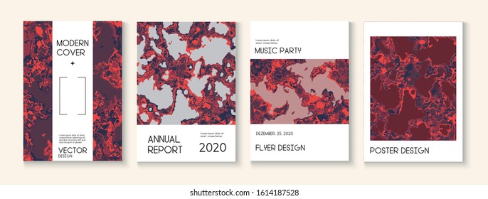 Liquid Oil Paint Minimal Vector Cover Layout. Brown Red Earth Soil Volcano Design. Scientific Journal, Grunge Book Page Template. Medical Earth Day Ecology Poster. Cool Liquid Paint Minimal Cover