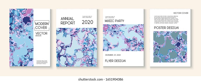 Liquid Oil Paint Minimal Vector Cover Layout. Funky Earth Day Ecology Poster. Scientific Journal, Grunge Book Page Template. Water Ecology Blue Winter Report. Cool Liquid Paint Minimal Cover