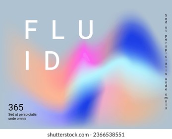 Liquid on colorful background. Bright mesh blurred pattern in pink, blue, green tones. Fashionable advertising vector in retro for book, annual, mobile interface, web application.