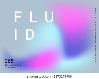 Líquido sobre fondo colorido. Moda borrosa de malla brillante en tonos rosa, azul, verde. Vector publicitario de moda en retro para libro, anual, interfaz móvil, aplicación web.